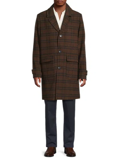 Andrew Marc Bexer Plaid Button Front Topper In Brown