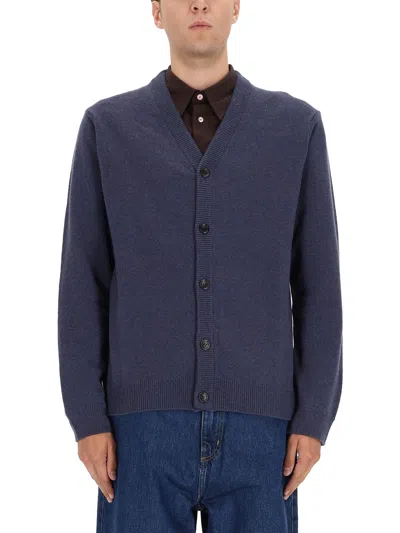 Ps By Paul Smith Classic Button-up Cardigan Sweater In Muted Blue In Blue