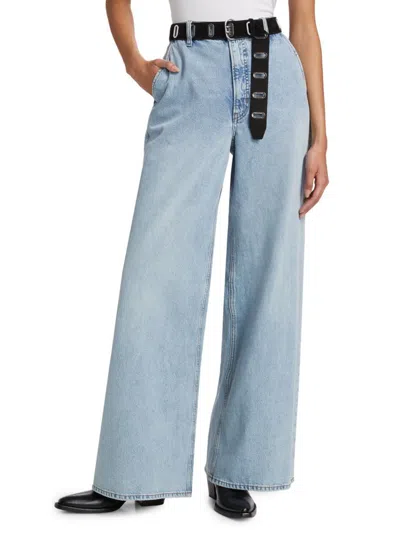 Frame The Drape High Rise Extra Wide Leg Jeans In Sweetheart In Blue