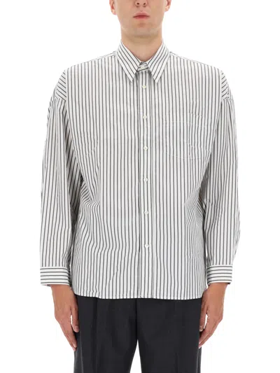 Sunflower Vertical Striped Charcoal Shirt With Classic Collar And Buttoned Cuffs In Neutral