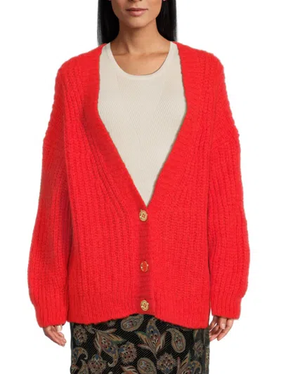 Ba&sh Baba Alpaca-blend Cardigan In Red