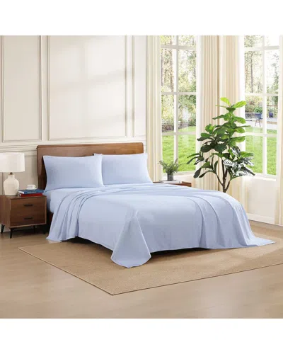 Tommy Hilfiger Solid 144-thread Count Cotton Chambray Washed 3-pc. Sheet Set, Twin Xl In Blue