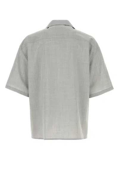 Loewe Lightweight Short Sleeve Wool Shirt In Gray