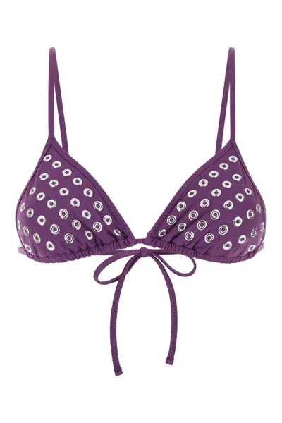 Gimaguas Triangle Cup Bikini Top Featuring Eyelet Embellishments In Purple