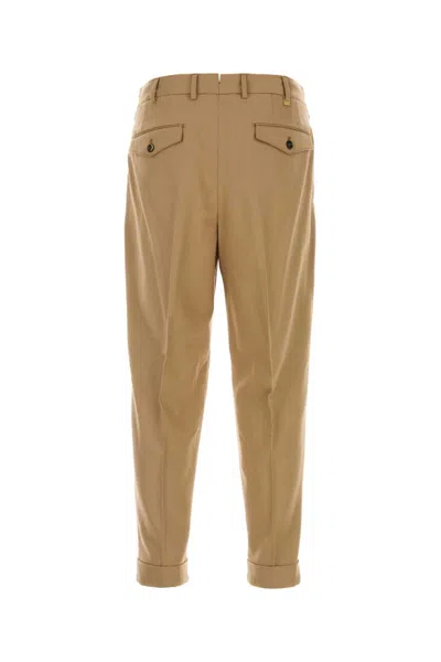 Pt Torino Stretch Wool Blend Trousers Featuring Pockets In Brown