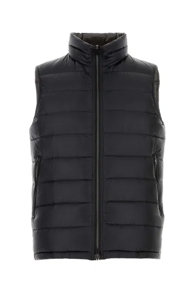 Herno Black Nylon Sleeveless Reversible Down Jacket In Brown