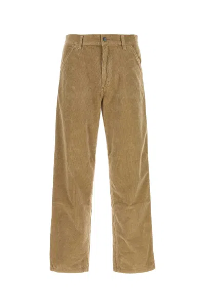 Carhartt Corduroy Trousers With Belt Loops And Pockets In Brown