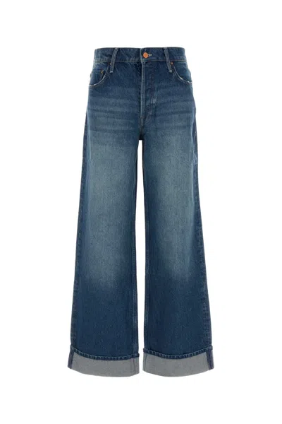 Mother Cuffed Denim Jeans In Blue