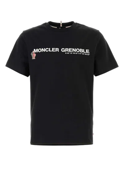 Moncler Grenoble Black Stretch Cotton T-shirt In Brown