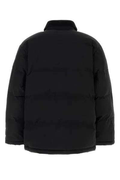 Carhartt Long Quilted Nylon Jacket Front Pockets In Black