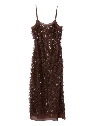 3.1 Phillip Lim Sequin Fringe Slip Dress In Brown