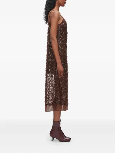 3.1 Phillip Lim Sequin Fringe Slip Dress In Brown