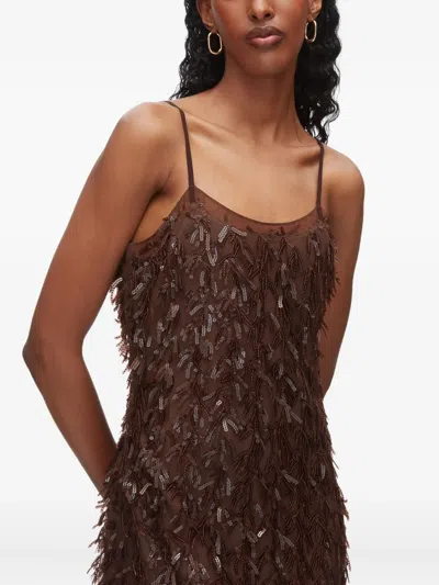 3.1 Phillip Lim Sequin Fringe Slip Dress In Brown
