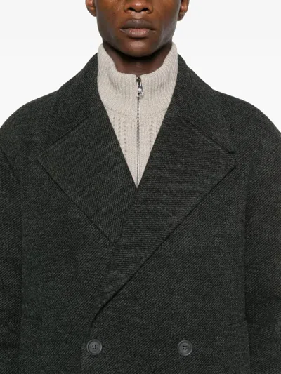 Imperial Double-breasted Coat In Black