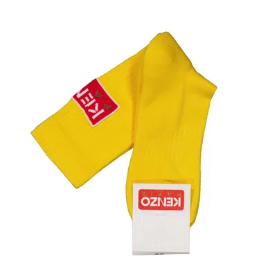 Kenzo Paris Logo Two-tone Socks In Yellow