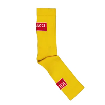 Kenzo Paris Logo Two-tone Socks In Yellow