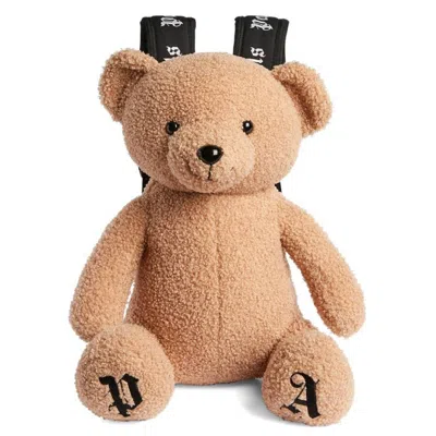 Palm Angels Kids Teddy Bear Logo Backpack In Brown
