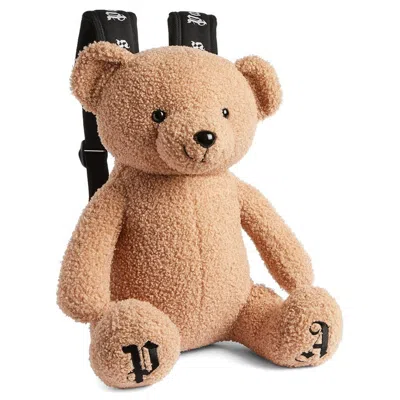 Palm Angels Kids Teddy Bear Logo Backpack In Brown