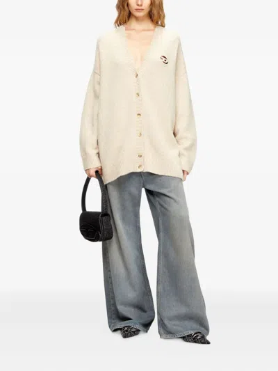 Diesel Cardigan In Wool And Alpaca Blend In Neutral