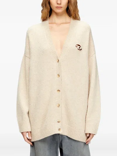 Diesel Cardigan In Wool And Alpaca Blend In Neutral