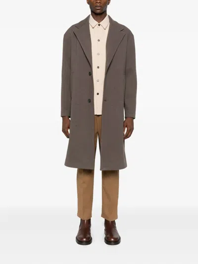 Imperial Single-breasted Button-up Coat In Brown