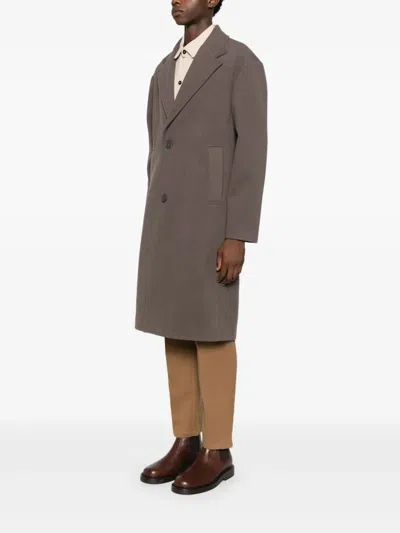 Imperial Single-breasted Button-up Coat In Brown