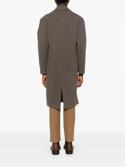 Imperial Single-breasted Button-up Coat In Brown