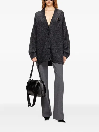 Diesel Cardigan In Wool And Alpaca Blend In Black