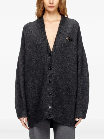 Diesel Cardigan In Wool And Alpaca Blend In Black
