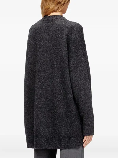 Diesel Cardigan In Wool And Alpaca Blend In Black