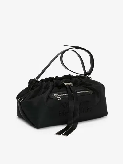 Alexander Mcqueen Large Logo-embroidered Shoulder Bag In Black