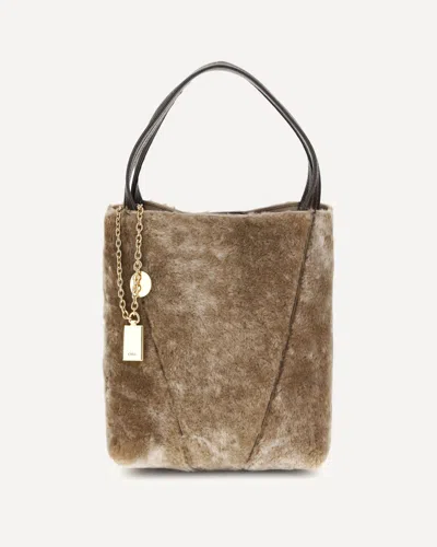 Chloé Chlo Shearling Small Spin Tote Bag In Brown