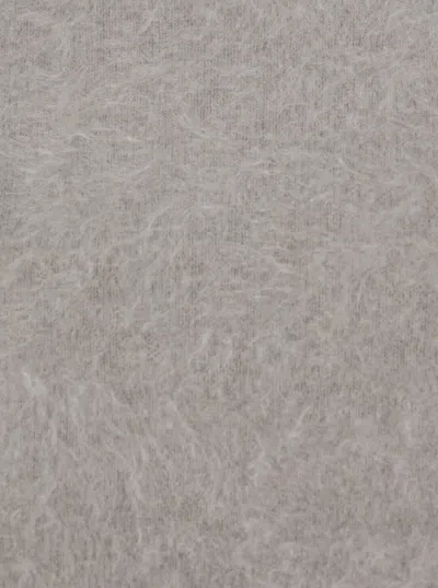 Goat Grey Cropped Crewneck Sweater With Brushed Effect In Cashmere Woman In Gray