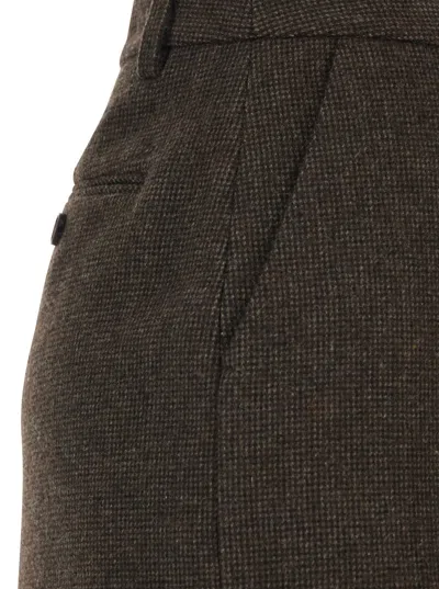 Dunst Brown Skirt With Rear Single Vent And All-over Check Motif In Wool Blend Woman In Brown