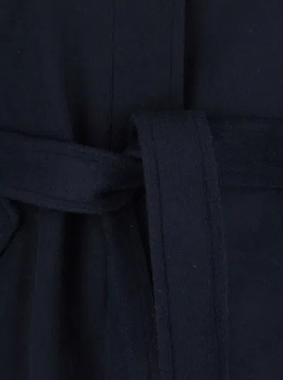 Merci Belted-detail Coat In Blue