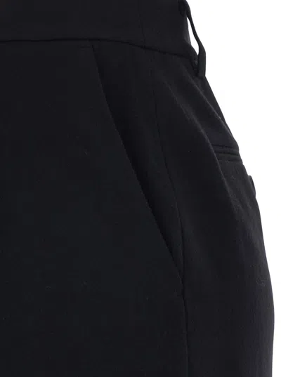 Dunst Black Long Skirt With Belt Loops And Rear Single Slit In Wool Blend Woman In Black