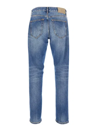 Pt Torino Light-blue Jeans With Logo Patch On The Rear And Belt Loops In Denim Man In Blue