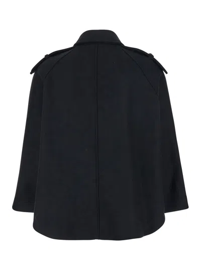 Merci Double-breasted Epaulettes Jacket In Blue