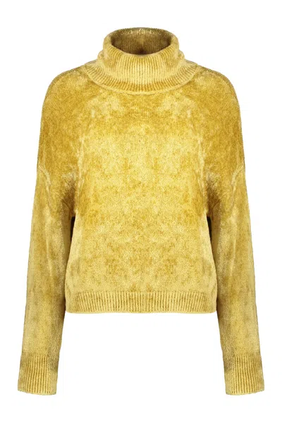 Herno Turtleneck Long-sleeved Sweater In Yellow