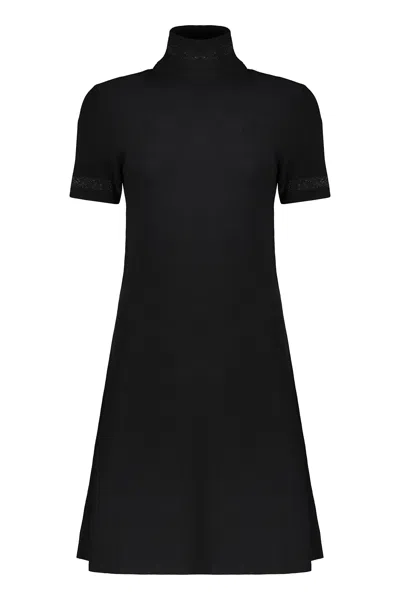 Herno Elegant Black Dress With High Collar In Black