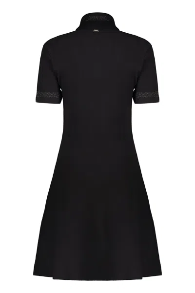 Herno Elegant Black Dress With High Collar In Black