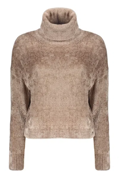 Herno Turtleneck Long-sleeved Sweater In Brown