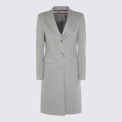 Tagliatore Longline Coat With Button Cuffs And Pockets In Neutral