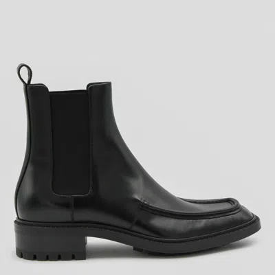Saint Laurent 25mm Joe Pull-tab Square-toe Chelsea Boots In Black