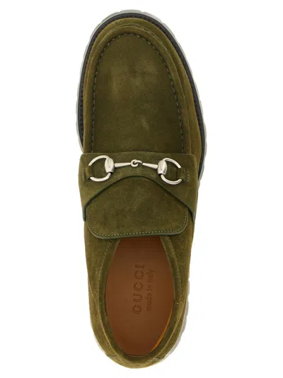 Gucci Ankle Boots With Chunky Sole And Buckle In Green