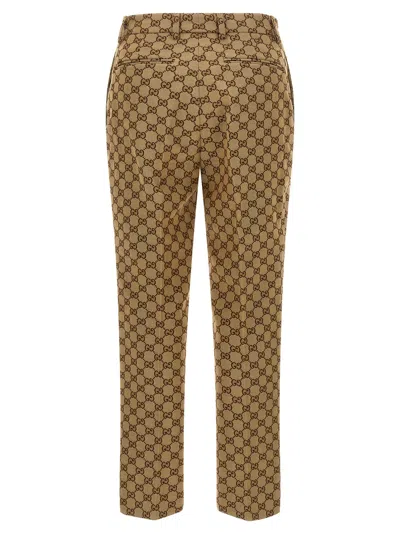 Gucci Gg Fabric Trousers Pants Beige In Nude