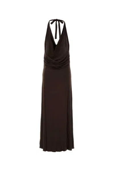 Gimaguas Sleeveless Maxi Dress Halter Neckline In Burgundy