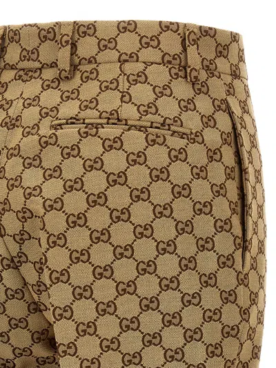 Gucci Gg Fabric Trousers Pants Beige In Nude