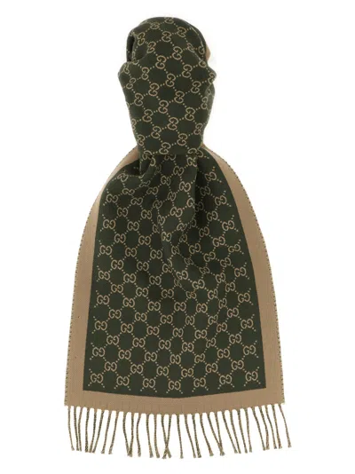 Gucci Gg Jacquard Scarf Scarves And Foulards Green In Green