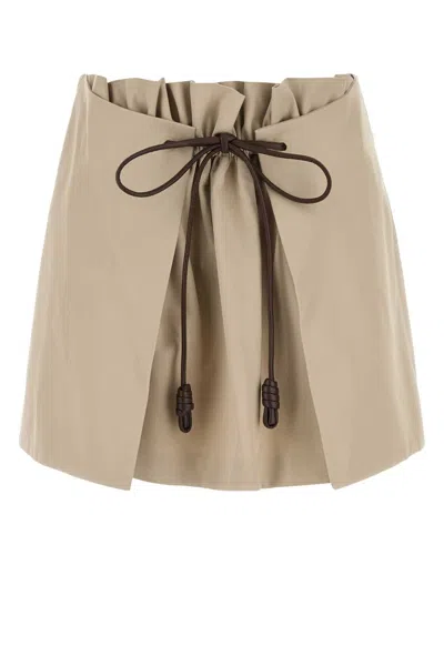 Loewe High Waist Mini Skirt With Front Slit In Neutral